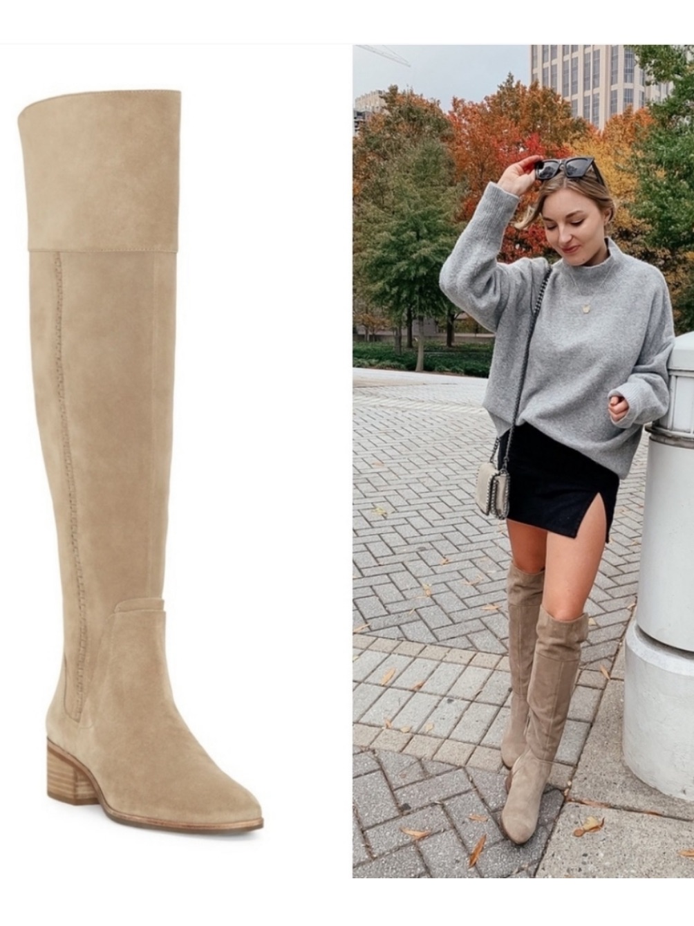 Vince Camuto Tall Suede Riding Boots In Light Beige